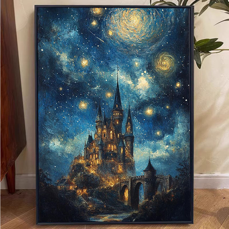 星空城堡地狱级数字油画手工diy
