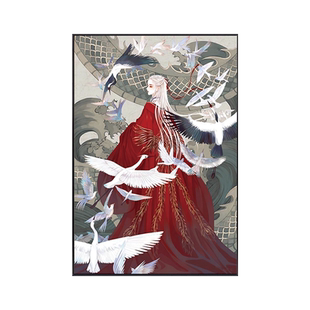 白鹤大人|动漫5D钻石画日式小众圆钻满贴十字绣印花古风插画治愈