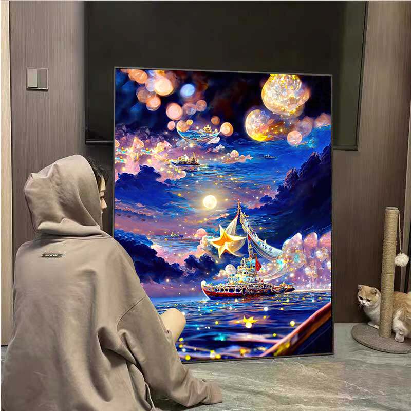 浩瀚星河治愈风景钻石画满钻小件客厅唯美点贴十字绣2023新款粘钻