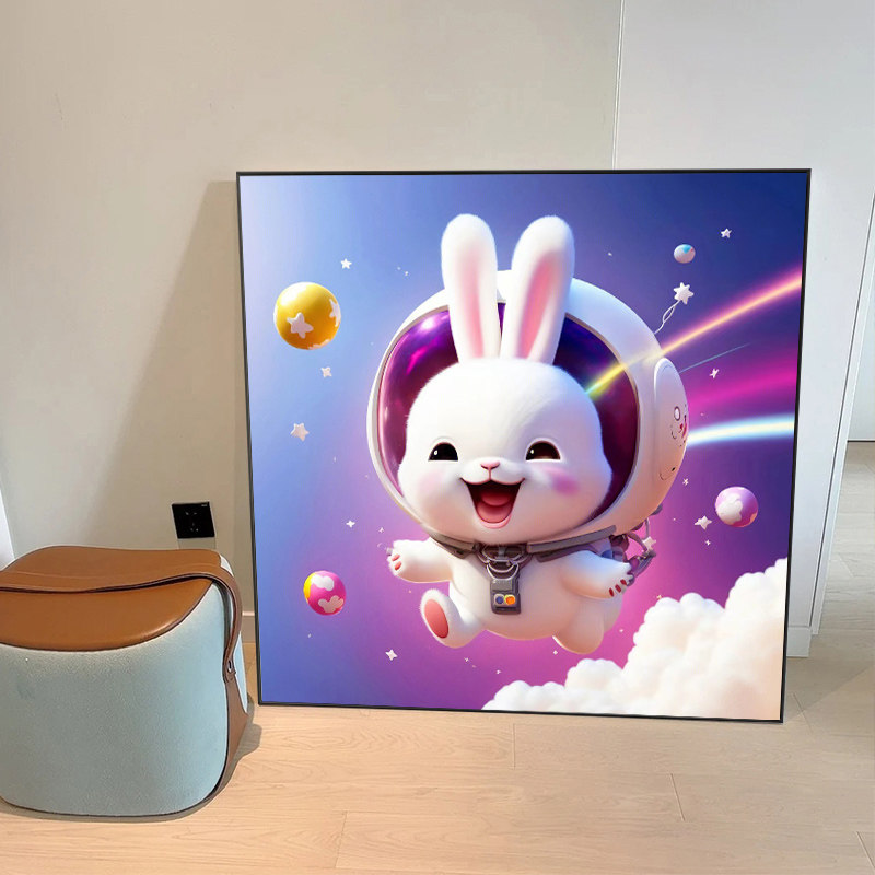 宇航员兔子新年钻石画满钻2023年新款小件可爱女孩十字绣小幅带框