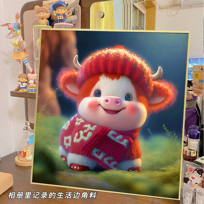 乖萌小牛十二生肖钻石画2023新款儿童卡通可爱十字绣满钻砖石贴画