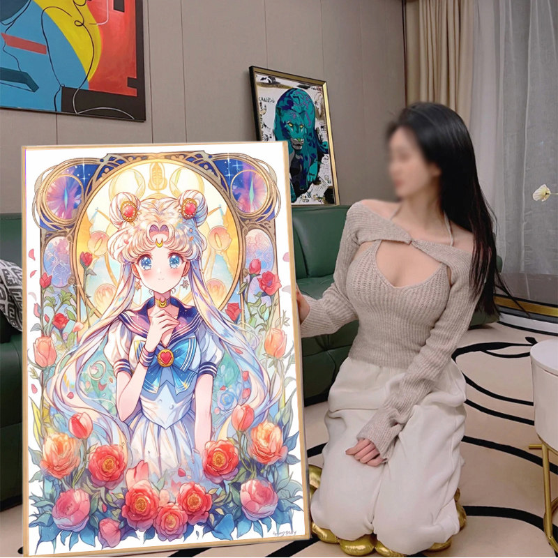 卡通美少女钻石画满钻卧室客厅5d高级感粘贴砖十字绣2025新款手工