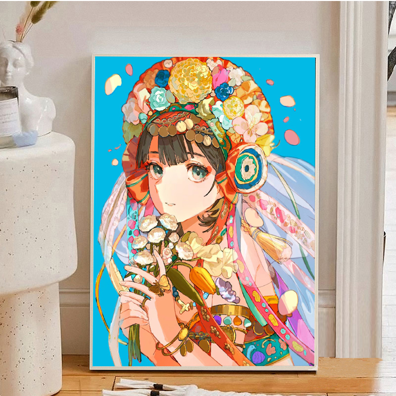 新海诚捧花少女动漫钻石画满钻2023新款二次元动漫贴钻十字绣满绣