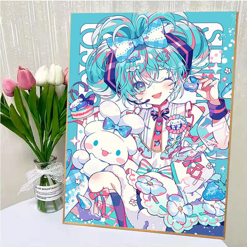 玉桂狗少女高难度钻石画新款二次元卡通十字绣小件手工点贴砖带框