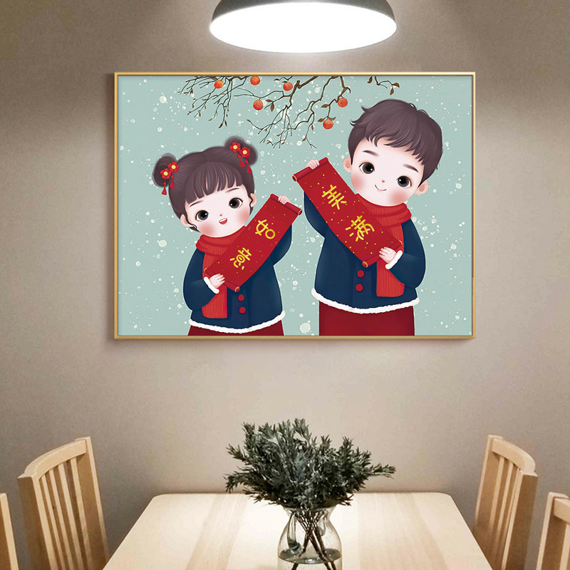 新年贺岁祈福5d水晶钻石画2021新款小件粘贴客厅餐厅卡通人物自绣