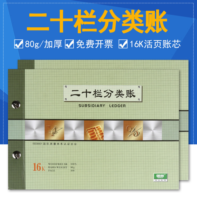 强林二十栏分类账 账芯账本活页账芯100张/本二十栏分类明细账页