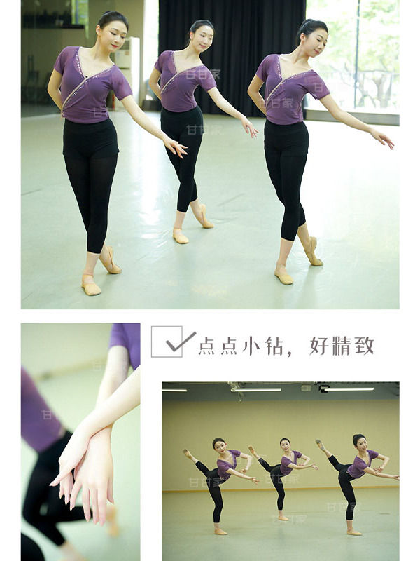 古典舞基训短袖艺考专业舞蹈服身韵练功服水钻纱衣新款团服上衣女