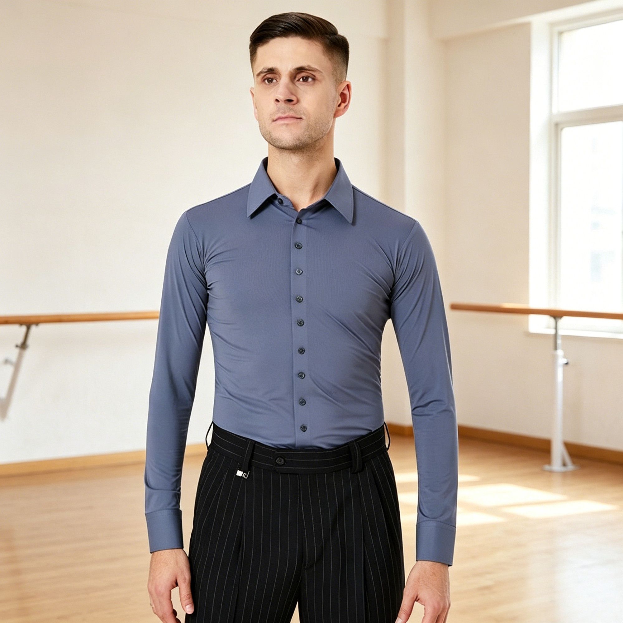 男士比赛衬衣舞服练功服国标舞服探戈跳舞服摩登舞服