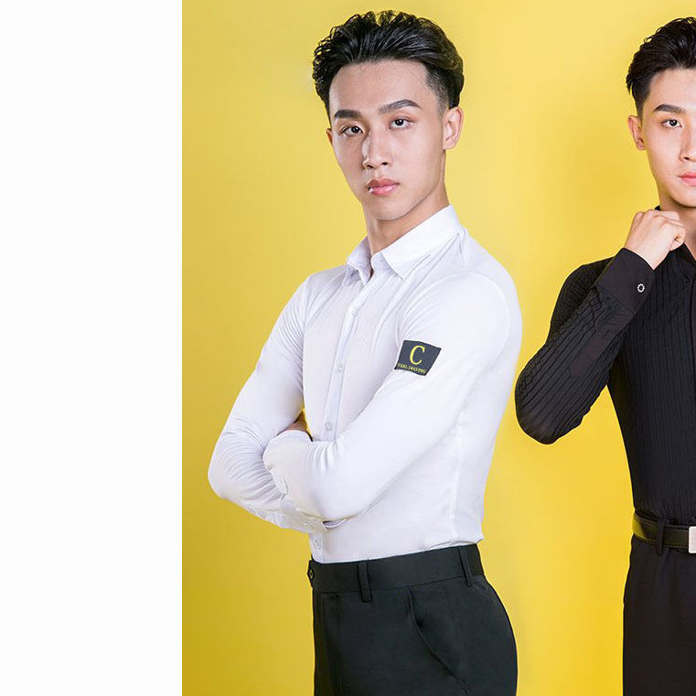 男士舞蹈服上衣摩登舞成人舞蹈练功服衬衫拉丁舞服DA799