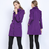 大衣春秋季 欧货新款 2025通勤200斤 毛呢外套紫色女装 短款 冬季 大码