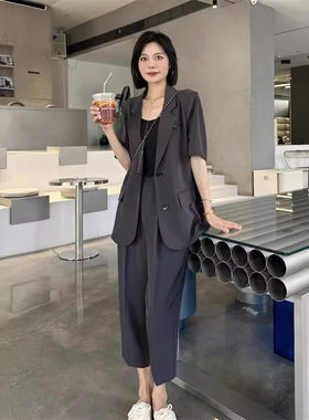 西装外套女两件套职业九分裤
