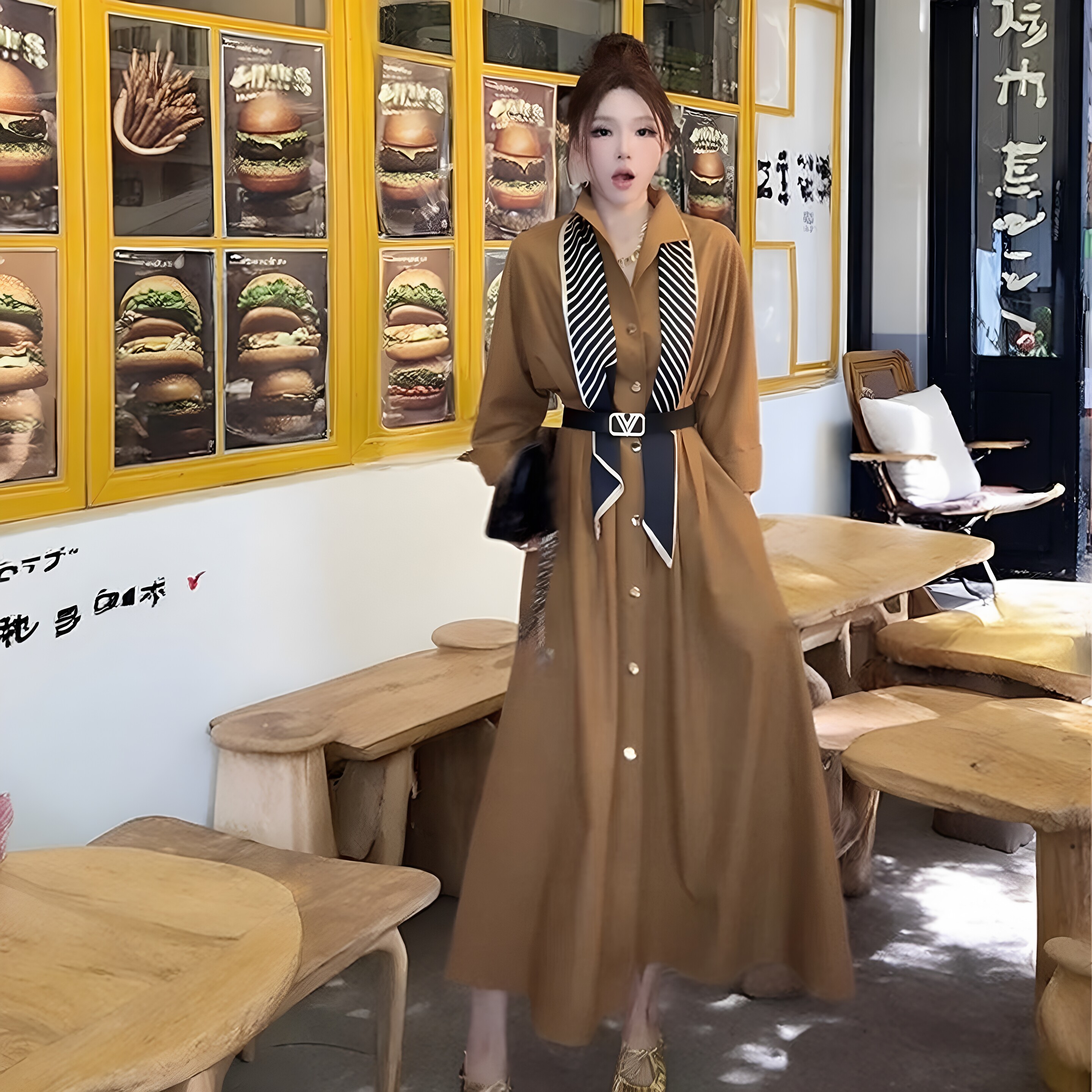 高级感衬衫连衣裙女宽松长裙