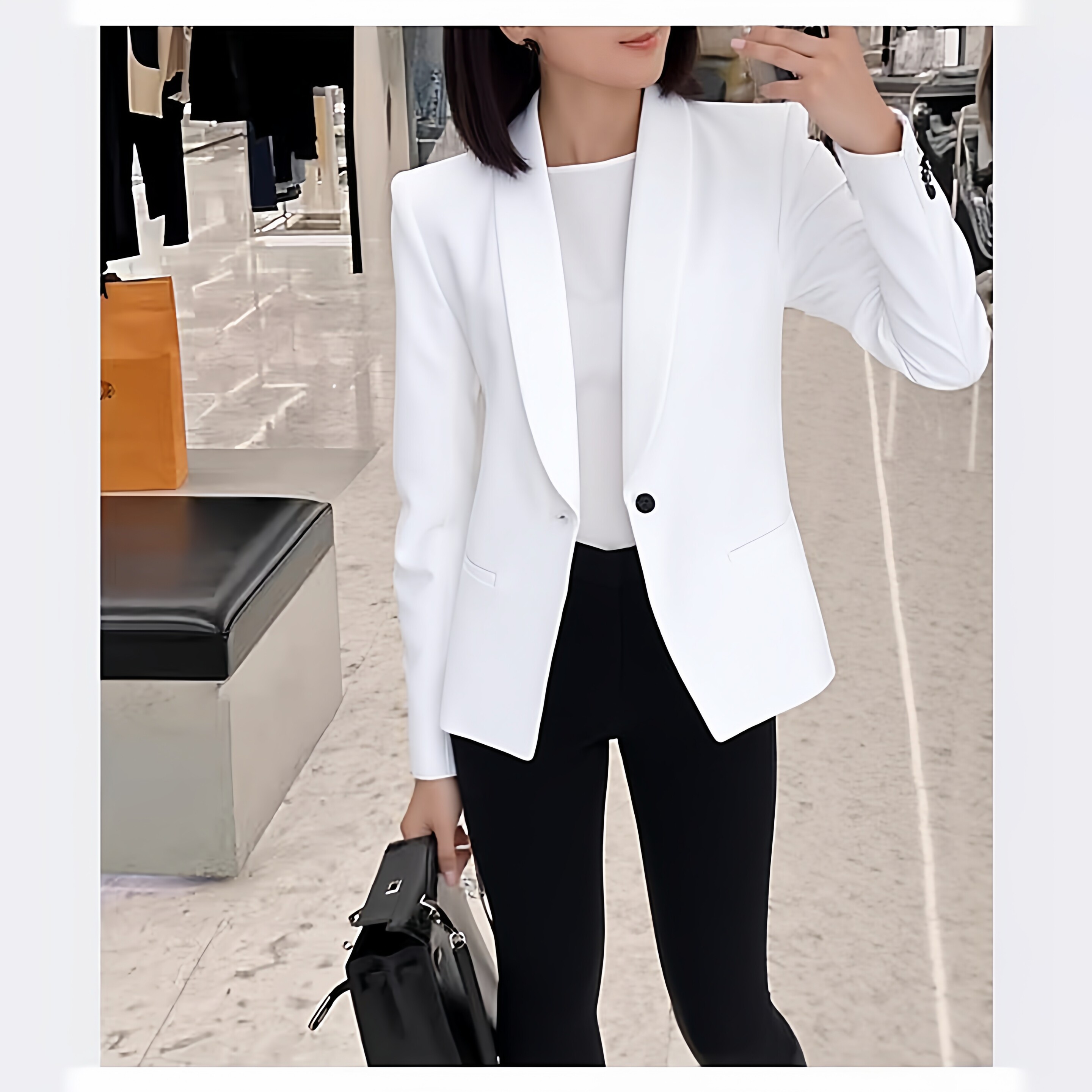 胖mm上衣显瘦大码潮职业女装白色小西装外套后背开叉西服夏款春秋