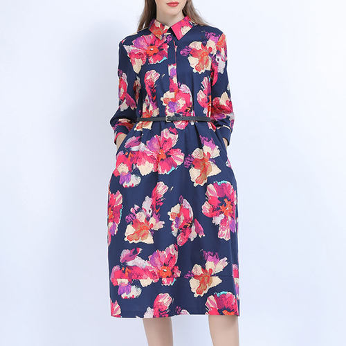 外贸欧美大码裙子全棉衬衫连衣裙