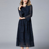 蕾丝晚礼服长连衣裙子2025春夏秋新款 欧美大码 女装 上流社会高级感