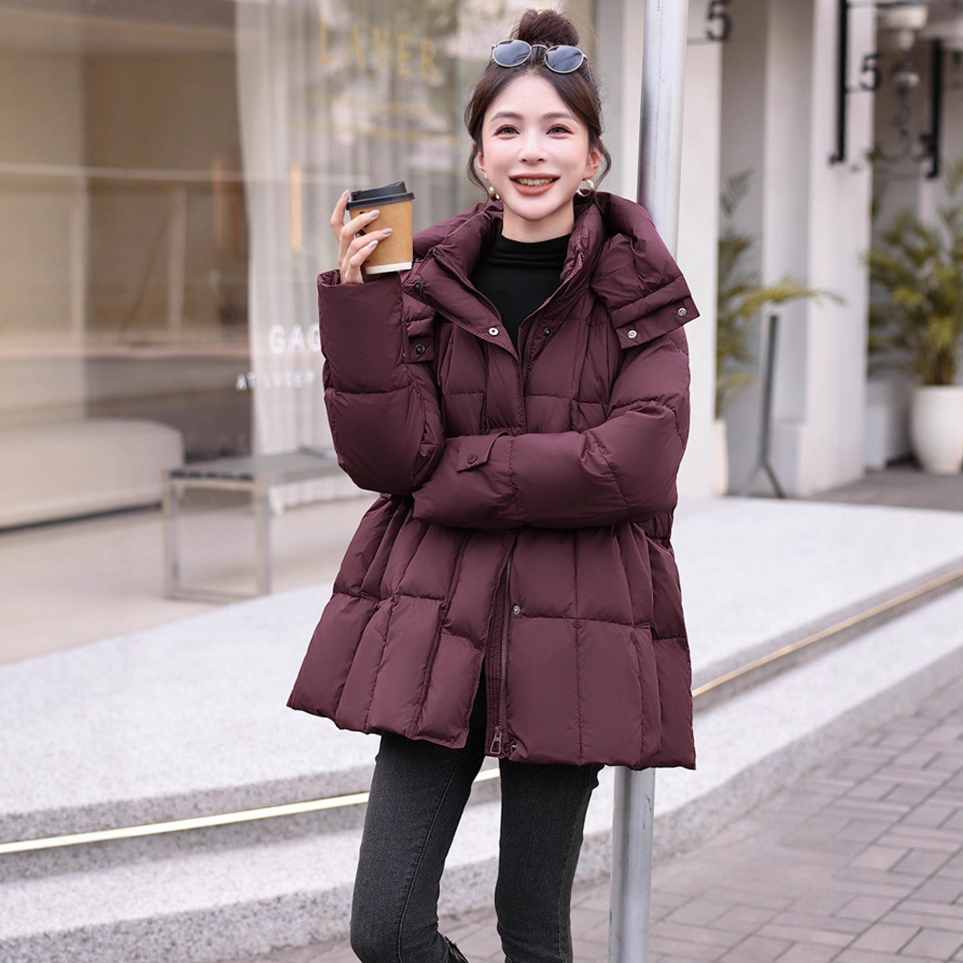 中长款收腰羽绒服女冬季新款