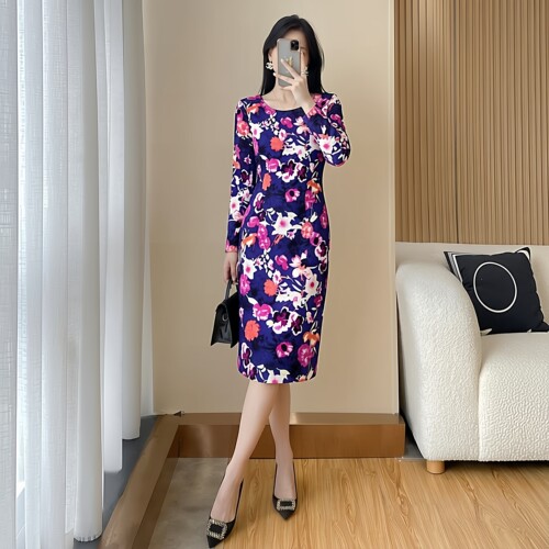 旗袍春秋大码连衣裙女气质印花