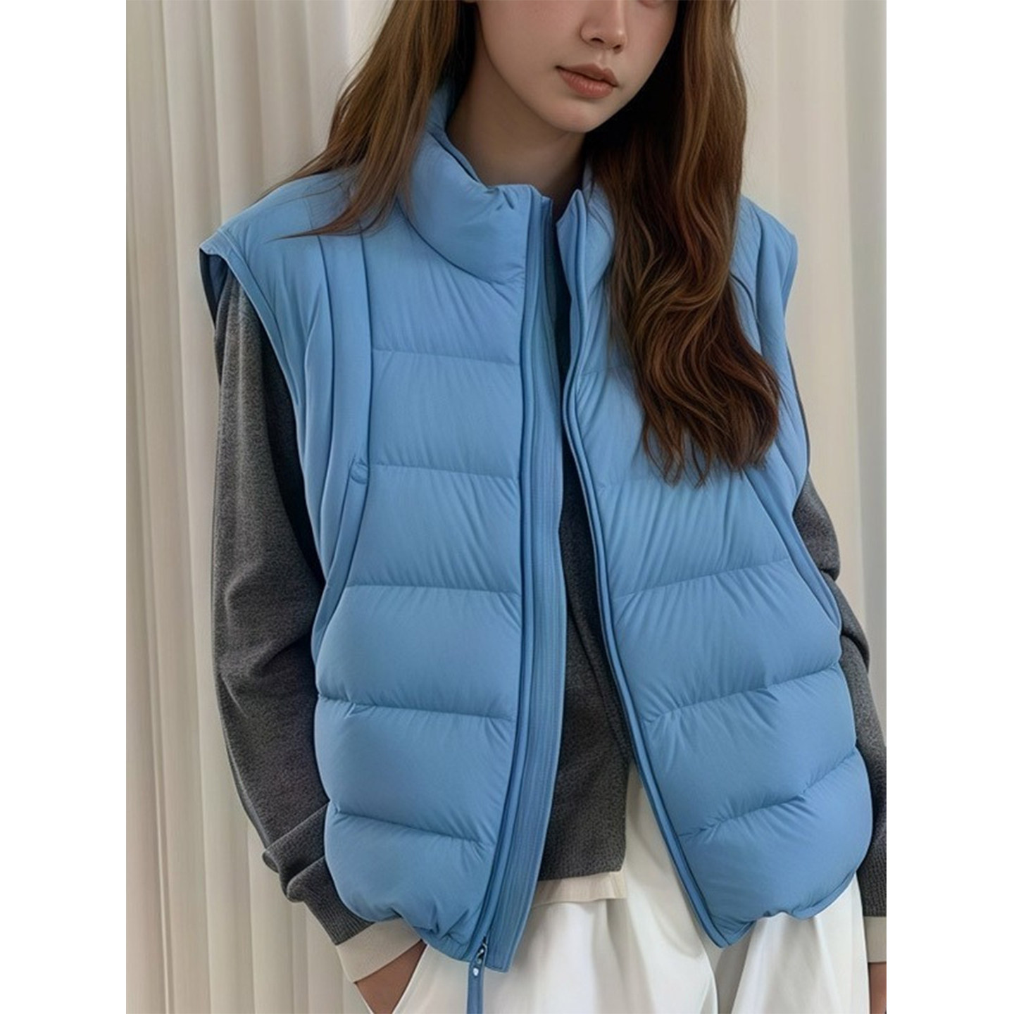 90绒立领轻薄保暖羽绒马甲女