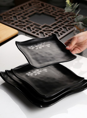 仿瓷塑料磨砂四方盘商用