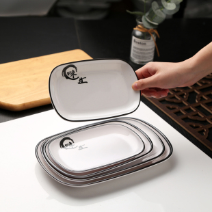 加厚日式 白色仿瓷餐具盘子肠粉盘寿司盘长方形菜盘骨碟密胺小吃碟