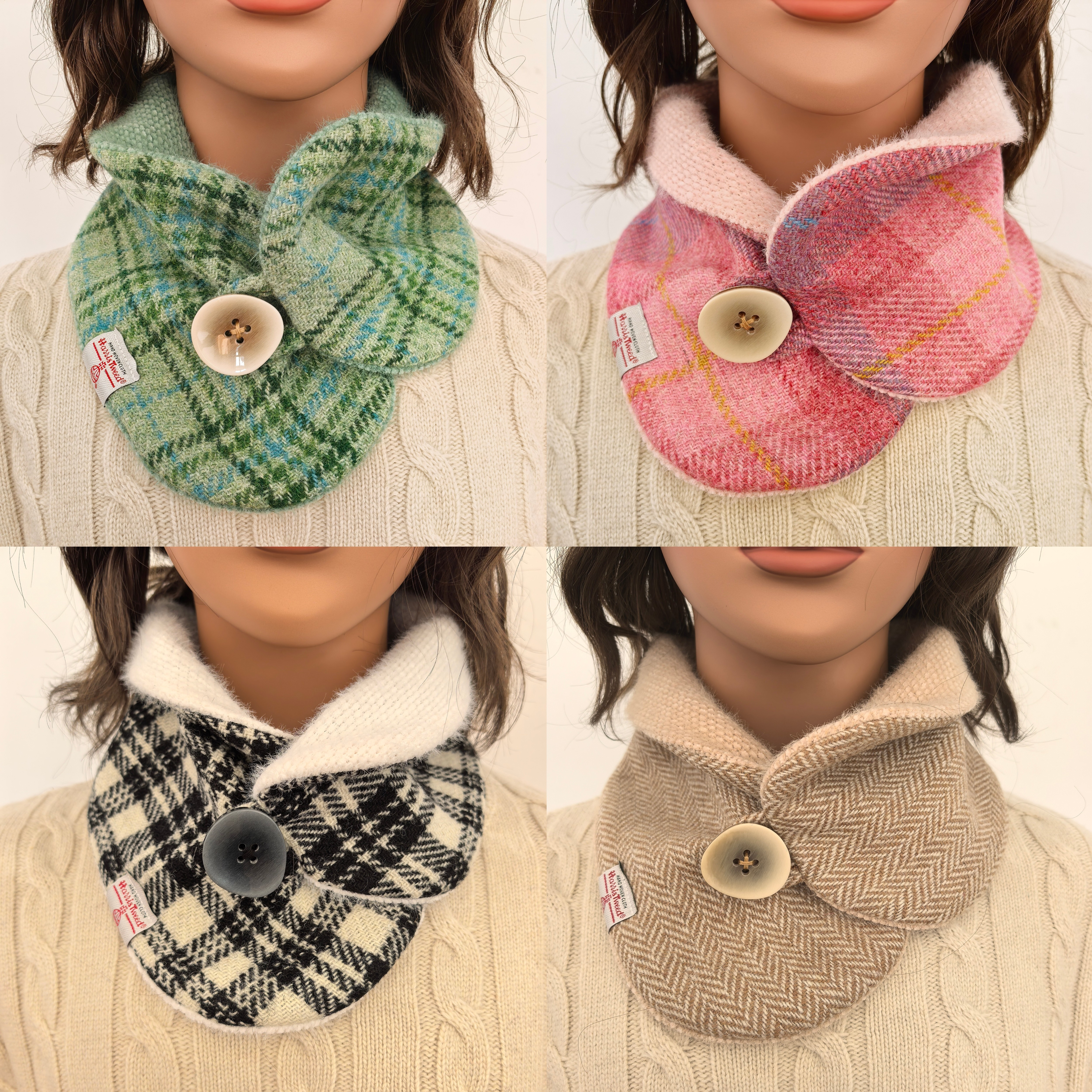 Harristweed一粒扣女围巾/丝巾/披肩