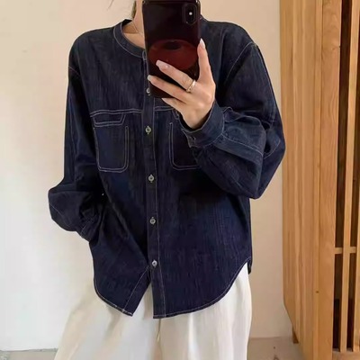 春季新款牛仔衬衫女宽松显瘦