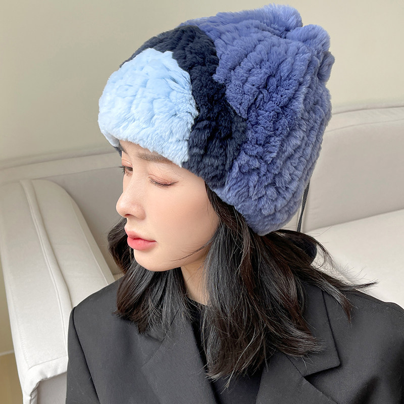 出游皮草帽子两用女獭兔韩版冬季