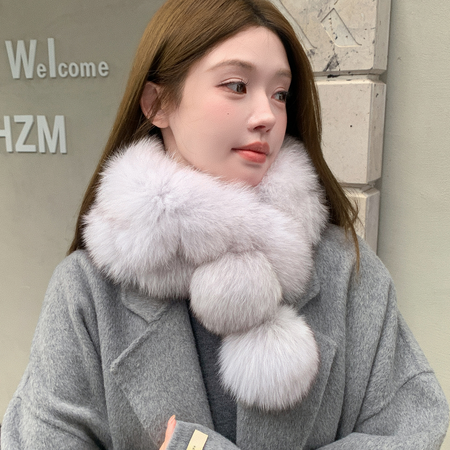 奢华双面狐狸毛围巾秋冬保暖