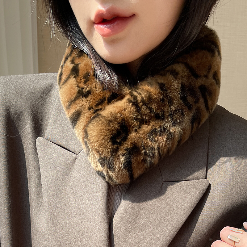 韩国皮草围脖女秋冬保暖整皮獭兔毛围脖皮草围巾獭兔真毛领子百搭
