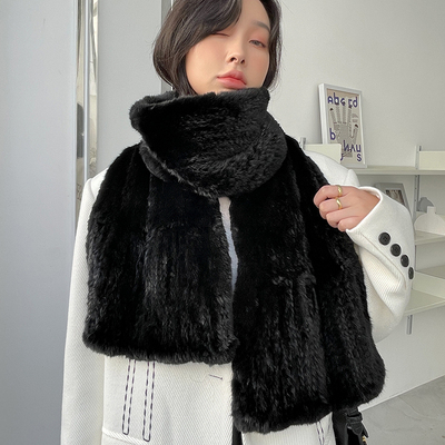 韩国好品质水貂毛围巾双面天鹅绒