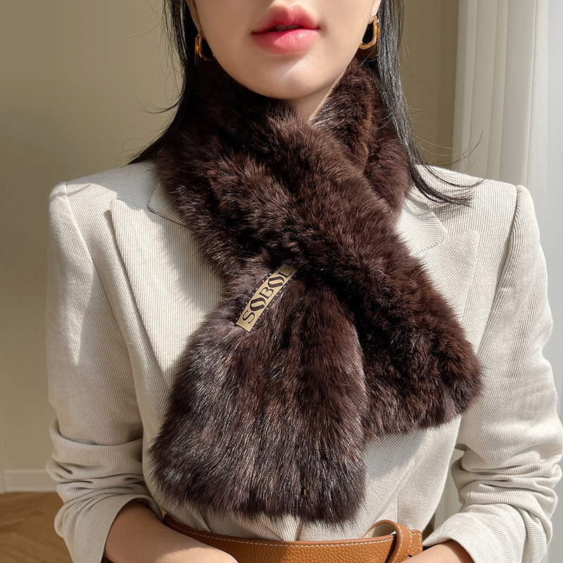 皮草编织紫貂毛领子气质款围巾