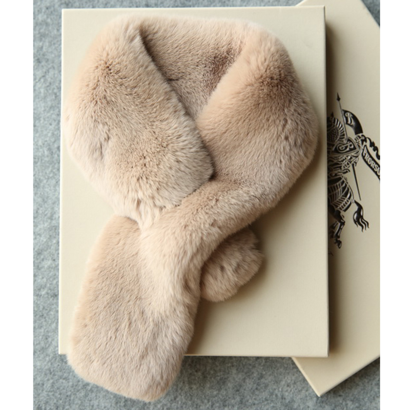 天鹅绒整皮獭兔毛围巾双面加厚