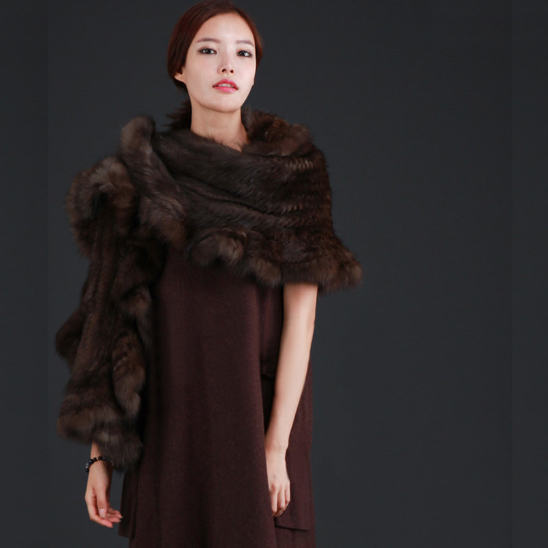 皮草的秘密 水貂披肩韩国品质皮草披肩纯手工荷叶边貂皮披肩咖啡