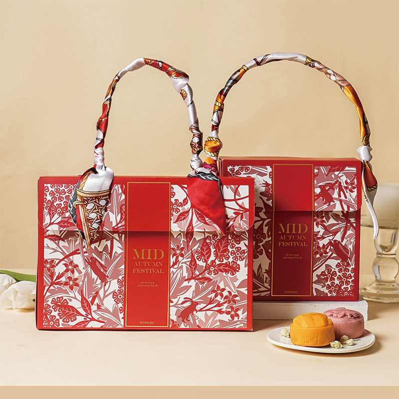 2024红色月饼包装盒礼盒蛋黄酥冰皮流心手提中秋空盒子6粒4粒5套