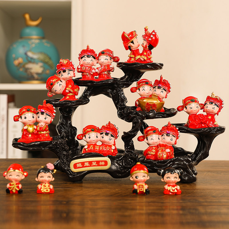 创意结婚礼物送闺蜜新娘新人的新婚礼品订婚装饰品喜庆小娃娃摆件