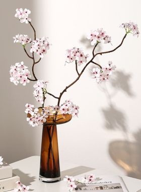 日式侘寂禅风梨花野樱花仿真花家居软装饰品陶瓷花瓶插花客厅摆件