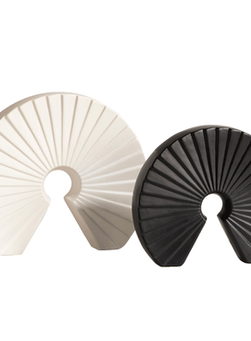 几何抽象扇形黑白艺术工艺品陶瓷摆件客厅装饰酒店样板间软装极简