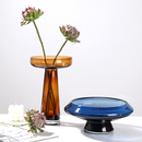 轻奢高级感彩色花瓶果盘错色组合样板间桌面装 饰花摆件客展厅饰品