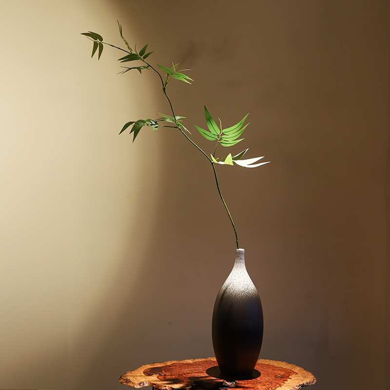 仿真绿植雪柳枝芒萁叶蕨类小枝春叶芽绿色竹子禅意插花辅料插花