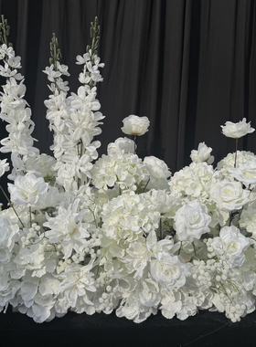 同心花行仿真花白色韩式婚礼婚庆绢花满天星绣球路引排花装饰花