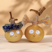 可爱呆萌大眼睛创意手捻天然葫芦创意手把件福禄车载摇摇乐小摆件