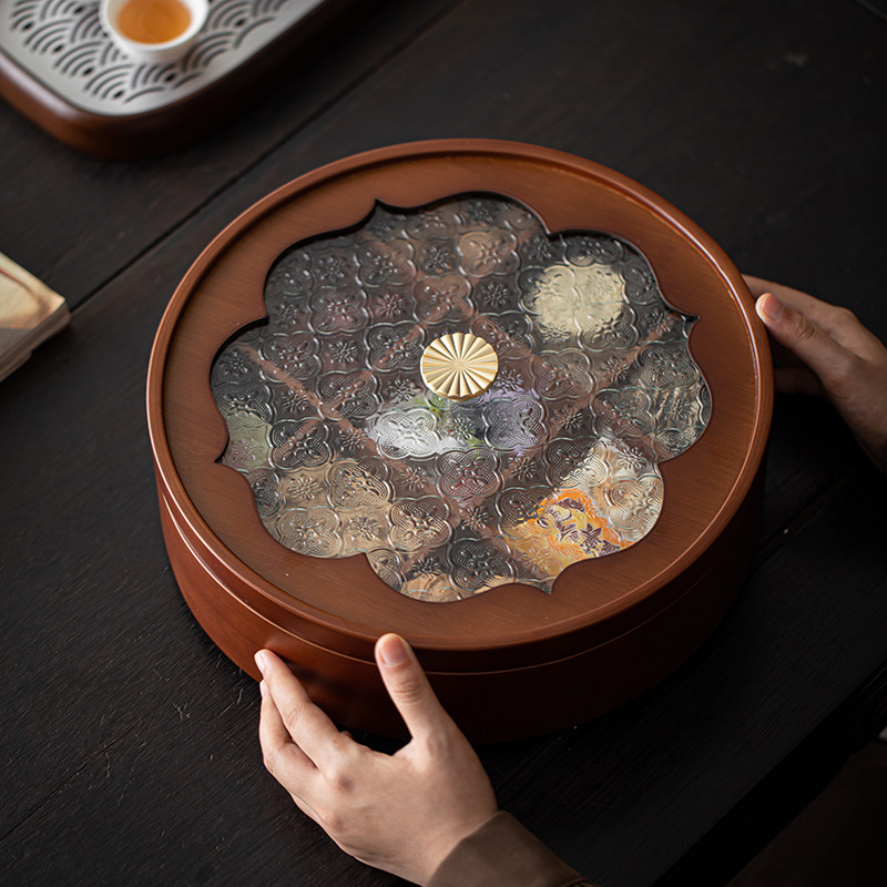 竹木干果盘客厅茶几家用坚果零食糖果盘新中式高端精致新年乔迁礼