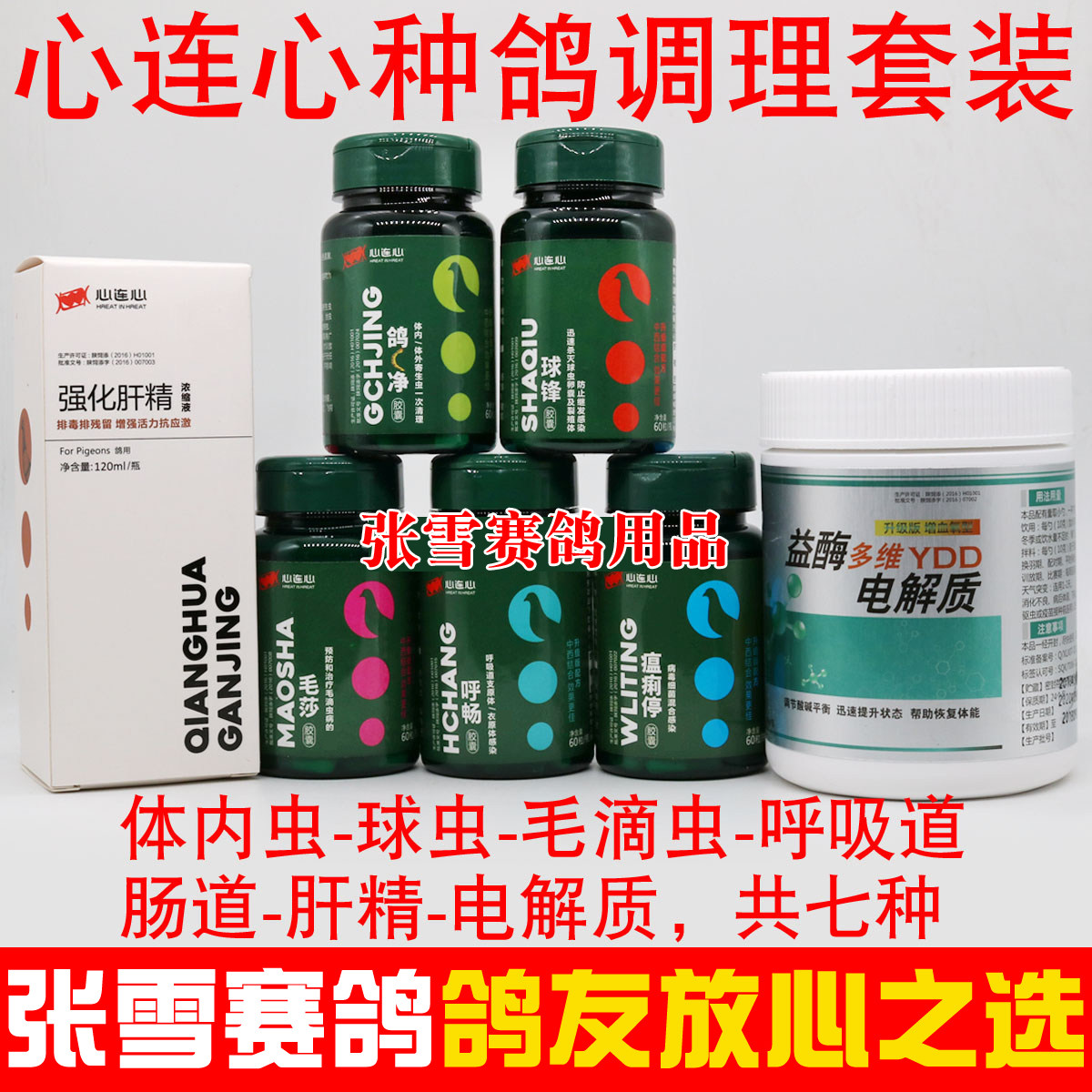 心连心鸽药种鸽调理套装组合信鸽体内球毛滴虫呼吸道鸽子药大全