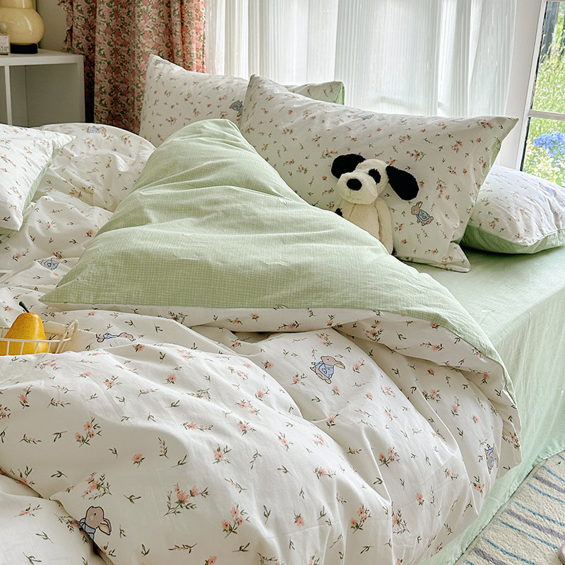 儿童卡通纯棉小兔子三四件套韩式小公主女孩全棉床上用品宿舍床单