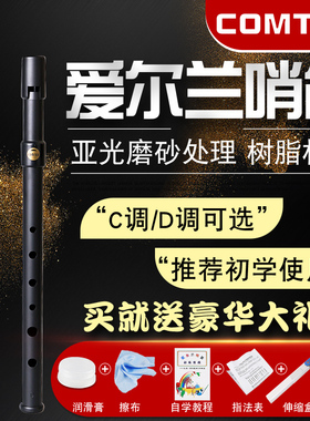 COMTEX爱尔兰哨笛初学用成人入门C调D调锡笛亚光树脂磨砂6孔乐器