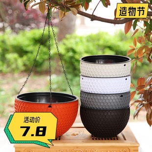 厂家直销垂吊悬挂式 花盆树脂塑料自吸水花盆吊篮屋顶大号绿萝花盆