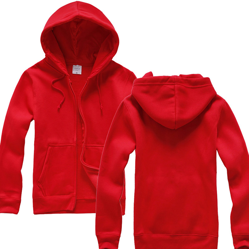 春季新款多色纯色空白加绒连帽卫衣外套装男女团体团队可定制定做