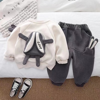 男童冬季加绒加厚韩版两件套潮