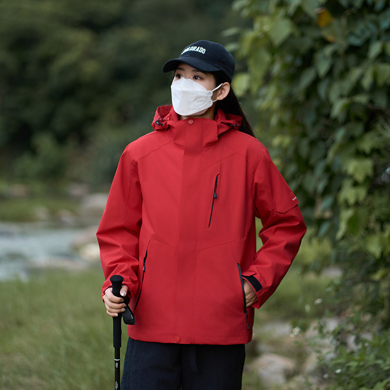 鹿0岛冲锋衣新款秋冬户外防风防水冲锋衣男女款保暖三合一两件套