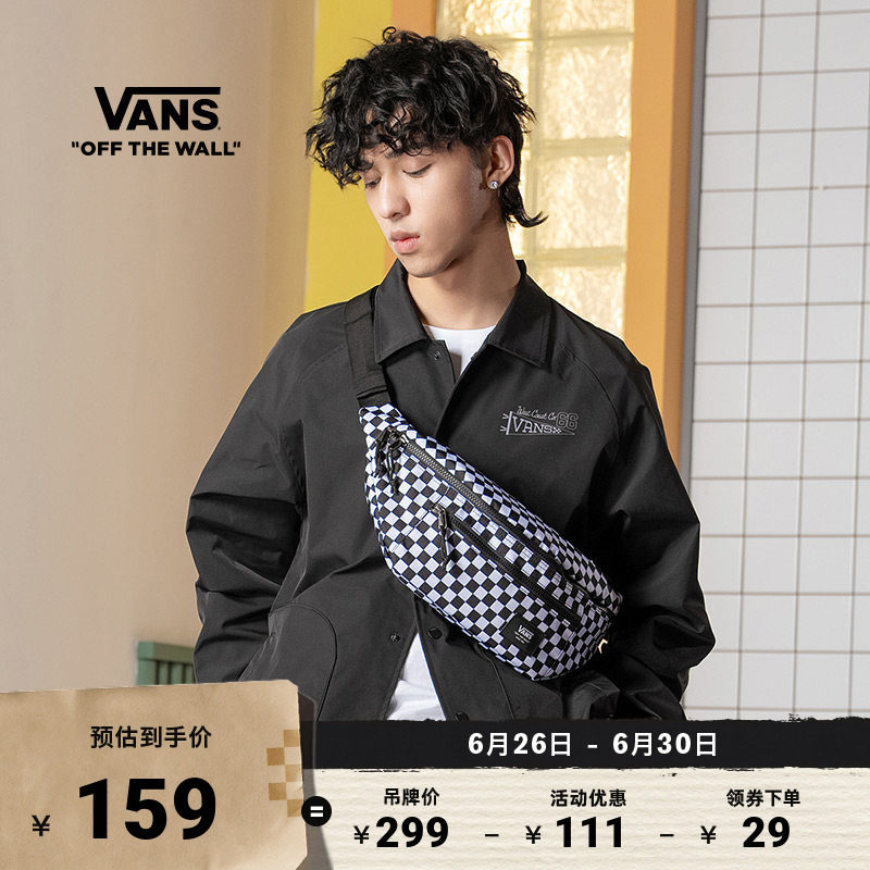 Vans范斯官方 男女情侣腰包黑白格纹街潮酷盖